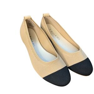 Tahari Naples‎ Vegan Beige and black cap toe ballet flat. Size 7.5
